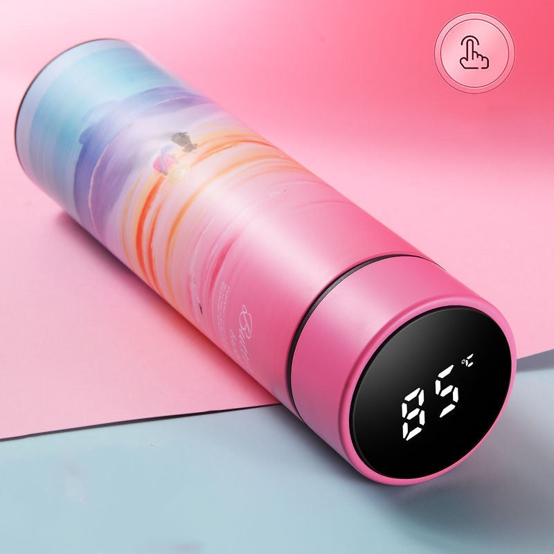 Thermos bottle with temperature display