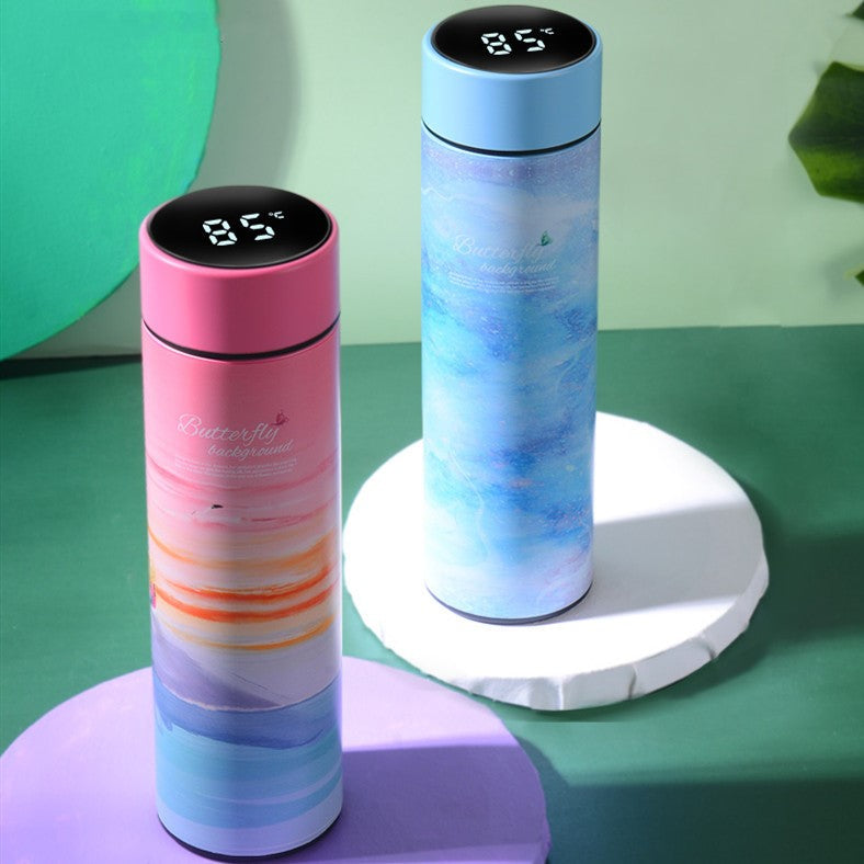 Thermos bottle with temperature display